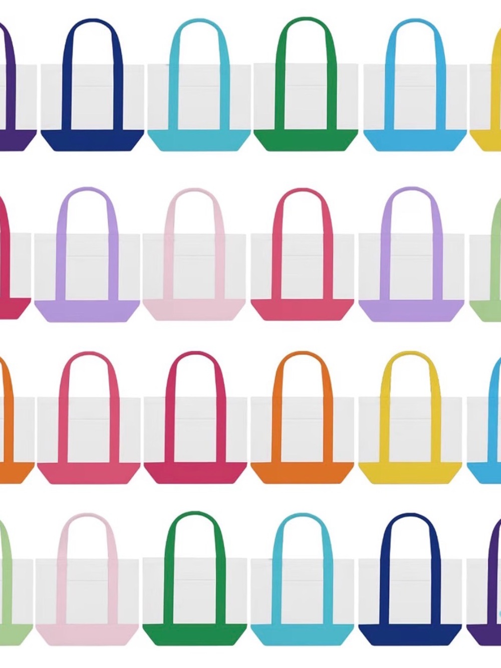 24 Colorful Canvas Tote Bags - Multi Color Options
